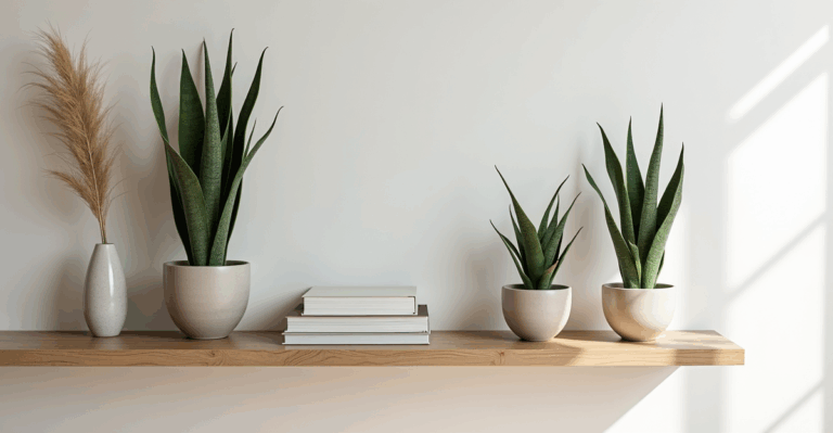 The Bookshelf That Breathes: Styling Snake Plants in Low Light (Without the Guilt)