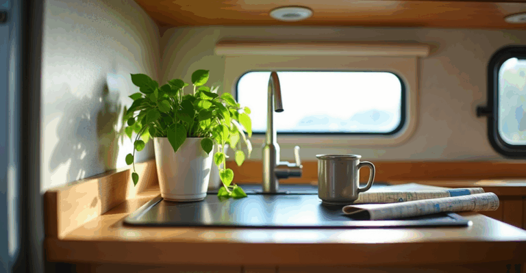 Tucked Between Your Coffee Maker and Travel Mug: Styling Pothos on an RV Shelf (Pet-Safe & Practical)